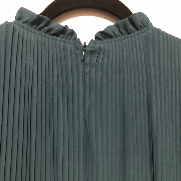 Zara Pleated Wide-Leg Ruffle Jumpsuit Teal Medium - Picture 3 of 10